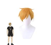 Haikyuu !! Parrucca cosplay Miya Atsumu corta parrucca da uomo costume da pallavolo sintetico resistente al calore giallo e nero