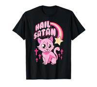 Hail Satan Cat, simpatico gioco di parole satanico in metallo pesante con motivo arcobaleno Maglietta