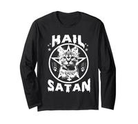 Hail Satan Meow Demonic Cat Kitty 666 Funny Cats Maglia a Manica