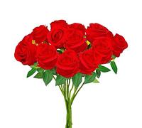 hailanbao Rose artificiali bianche con steli lunghi, 12 rose artificiali realistiche, rose finte, fiori finti sfusi per decorazione domestica, centrotavola per feste di nozze, bouquet fai da te