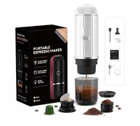 HAILASRE Macchina per espresso elettrica portatile, auto-riscaldamento 2 in 1 sistema di estrazione, Crema Nespress macchina per caffè espresso, supporto caffè macinato e capsula NS, ME2218 (WHITE)