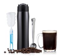 HAILASRE Portable French Press Pot in acciaio inox coppa isolata sottovuoto per auto Travel Coffee Maker per caffè/tè tazza di caffè all'aperto con misurino in acciaio inox, 350ML/12OZ, nero