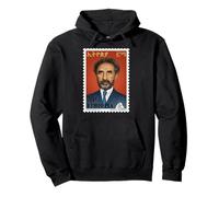 Haile Selassie Vintage Stamp Ethiopian Emperor Rastafari Felpa con Cappuccio