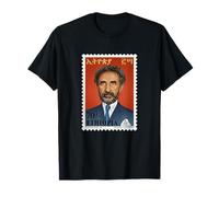 Haile Selassie Vintage Stamp Ethiopian Emperor Rastafari Maglietta