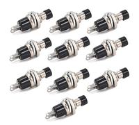 Hailege 10pcs PBS-110 7MM Self-Locking Normal Open NO Push Button Switches ON/OFF 2 Foot Self-reset Momentary Push Power Button Switches Black Round