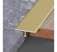 HAILM 3 Pezzi Alluminio T Modanatura Trim, 90cm Listello Decorativo, Striscia Divisorio Piatto, Bordo Incorporato Trim, per Pavimento Laminato E Piastrelle Vinile,d'oro,Width 12mm