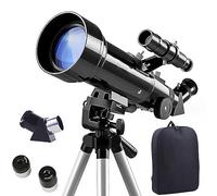 HAILM Telescopio Per Astronomia, 400Mm Lunghezza Focale 70Mm Apertura,Portatile E Potente, Facile Da Montare E Utilizzare, Per I Bambini Principianti Adulto, Il Regalo Natale Perfetto,Nero