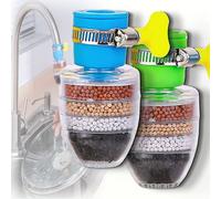 Hailnrothwad Magic Charcoal Water Filter, Magic Charcoal Water Filter, 6-Layer Filtration Faucet Purifier, Waters Faucet Filters for Kitchen Sink, for 1/2inch - 3/4inch Faucets (Blue+Green)
