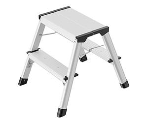 Hailo 4442-701 - L90 - Sgabello con 2 x 2 gradini (in Alluminio)