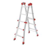 Hailo Scala multifunzione in alluminio M80, 4 x 3 pioli, portata fino a 150 kg, snodi di sicurezza e maniglie di sicurezza, regolabile in altezza su pioli, scala multiuso, antiruggine, colore: argento