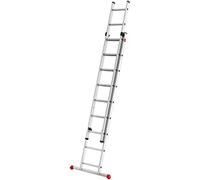 Hailo S80 ProfiStep Duo Scala scorrevole in alluminio, 2 x 9 pioli, portata fino a 150 kg, parti della scala utilizzabile singolarmente e regolabile in altezza