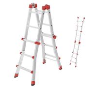 Hailo Scala multifunzione in alluminio M80, 4 x 3 pioli, portata fino a 150 kg, snodi di sicurezza e maniglie di sicurezza, regolabile in altezza su pioli, scala multiuso, antiruggine, colore: argento