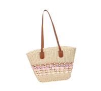 Hailong Ming Borsa a Mano Intrecciata, Borsa Da Viaggio, Borsa Da Spiaggia Intrecciata per La Città, Attività All'aperto, Primavera, Lavoro, Beige Rosa