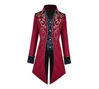 Hailong Ming Costume da Uomo da Donna Medievale con Frac Steampunk, Rosso, io