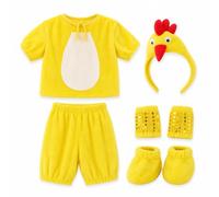 Hailong Ming Costume per Bambini - Completo Performance con Shorts e Cappello, Pantaloncini da pulcino giallo + cappello
