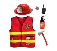 Hailong Ming Gilet Ignifugo per Bambini, Costume da Pompiere, Lavabile, per Feste a Tema, Accessori da Pompiere, Giocattolo per Giochi di Ruolo per Bambini E Bambi, 6 Pezzi