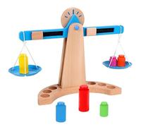 Hailong Ming Gioco di Equilibrio in Legno per Bambini 4-6 Anni, Bilancia Matematica Educativa Fai-da-Te, Giocattolo Orso, Bilancia a piatto in legno di gomma con pesi colorati
