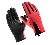 Hailong Ming Guanti Invernali con Touchscreen, Antiscivolo, Impermeabili, Isolamento Termico per Il Freddo, Ideali per Correre, Andare in Bicicletta O, Rosso, L