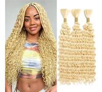 Hailookmey Trecce di capelli umani per trecce Boho #613, capelli umani ondulati profondi, per trecce, senza trama, extension di capelli umani ricci, per trecce, 150 g, 61 cm