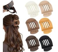 Hailoyearn Hair Clips, Casual Versatile Solid Colour Lay Flat Hair Clip, Volume Flat Top Round Clip, Simple No-Slip Elegant Hair Clip, for Women Thick Hair (B)