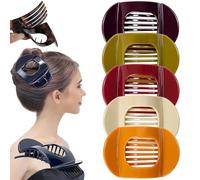 Hailoyearn Hair Clips, Casual Versatile Solid Colour Lay Flat Hair Clip, Volume Flat Top Round Clip, Simple No-Slip Elegant Hair Clip, for Women Thick Hair (A)