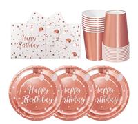 hailstones Oro Rosa Puro 72 Pezzi Stoviglie di Carta per Compleanno Bambini: Piatti, Bicchieri, Tovaglioli - 24 Ospiti