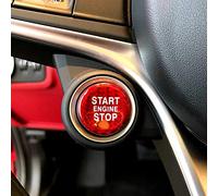 HAILWH Adatto per Alfa Romeo Giulia Stelvio Pulsante di Accensione In Fibra di Carbonio Copertura Decorativa Applique Accessori Modifica (Fibra di Carbonio Rosso)