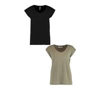 HAILYS Donne Maglietta 2 Pezzi Scollo a V Manica Corta Basic Estate Top
