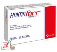 Nalkein Haimaferr Integratore per carenze di ferro con Vitamina C, Zinco e Rame - 30 capsule