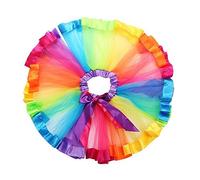 Haimoburg Bambine e Ragazze Gonne da Principessa Arcobaleno Pannello Esterno della Garza Balletto tutù Performances Spettacoli Abito,5-8 Anni,Muticolor