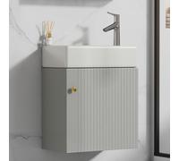 HAINEW Lavabo con mobiletto da 46 cm, set di mobili da bagno con mobiletto da appendere, set da 2 pezzi con 1 anta e vano portaoggetti laterale, 46 x 26 x 56 cm (grigio)