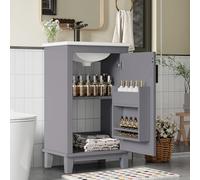 HAINEW Mobile lavabo con mobiletto, mobiletto da bagno con lavabo, mobile da bagno, 2 pezzi, con 1 anta e ripiani regolabili, 51 x 34 x 83 cm (grigio)