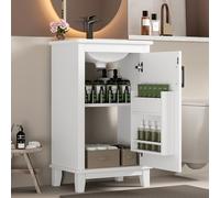 HAINEW Mobile lavabo con mobiletto, mobiletto da bagno con lavabo, set da 2 mobili da bagno con 1 anta e ripiani regolabili, 51 x 34 x 83 cm (bianco)
