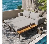 HAINEW Set di mobili da giardino da balcone per 2 persone, mobili da terrazza con cuscini e braccioli, set da giardino per verande, cortili, terrazze, balconi, bordi della piscina
