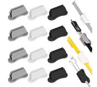 Hainue 12 Pezzi Clip Portapenne Autoadesivo,Doppio Foro per Penne 5mm-18mm, Clip per Penne in Silicone,Porta Penne Adesivo per Scrivania e Parete,Adatto per Aule,Casa,Auto(Nero,Bianco,Grigio)