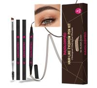 HAIOLORPRO Matita Sopracciglia Microblading, Pennarello per Sopracciglia Waterproof, Penna per Sopracciglia Effetto Pelo Crea un Aspetto Naturale Delle, Ultimo Tutto il Giorno-4 pezzi, Marrone Scuro