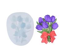 Haione Stampo in silicone per bouquet di tulipani, decorazioni per torte al cioccolato, strumenti da forno per biscotti, cubetti di ghiaccio, candele, sapone (#3)