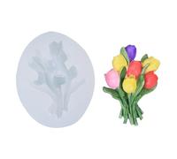 Haione Stampo in silicone per bouquet di tulipani, decorazioni per torte al cioccolato, strumenti da forno per biscotti, cubetti di ghiaccio, candele, sapone (#1)