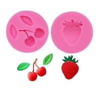 Haione Stampo in Silicone per Fondente alla Fragola e Ciliegia,Stampo per Torte al Cioccolato,Strumenti per Decorare Biscotti,cubetti di Ghiaccio,Candele,Sapone e Caramelle-2 Pezzi
