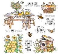 Haione Timbri trasparenti con api da tavolo da pranzo fiori per fai da te scrapbooking creazione di biglietti album fotografici timbri in silicone sigilli per diari decorativi