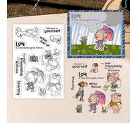 Haione Timbri trasparenti per album di ritagli fai da te con animali e amici, in silicone, sigilli per diari decorativi