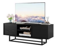 HAIOOU Supporto TV per TV da 50 a 55 pollici, console TV industriale, centro di intrattenimento compatto con robusta base in metallo, porte apribili e cerniere a chiusura ammortizzata per soggiorno
