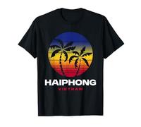 Haiphong Vietnam Beach Palm Tree Retro Anni '80 Style Maglietta