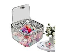 Hair Accessories Organizers Box, Clear Hair Tie Holder, PET Storage Case with Lid, Durable Organizer Tool Boxes, Compact Design, Perfect for Small Accessories, 5.91x5.91x3.15 inches