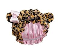 Hair Bonnet, Bear Ear Bow Cap, Soft Tunable Strap Hat, Night Sleep Head Wra | This bear ear pink bow adjustable bonnet gives brides travelers and spa guests soft nighttime protection for hair while sleep