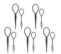 Hair Braid Maker Coda di cavallo Styling Maker Coda di cavallo Topsy Tail Loop Plastica Resina Capelli Styling Accessori Nero 5 Set 10Pcs Modellazione Durata e attrazione