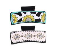 Hair Clip - Hair Claw | Western Print Hair Clip | Hair Clip For Women, Square Hair Fixed Claw Clip, Classic Western Cowboy Design, Strong Hold Jaw Clips, Parties, Datings, Night Out, Work, Travel