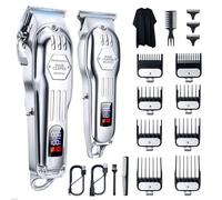 Hair Clippers Professional Cordless for Men, Barber Clippers for Hair Cutting Kit, Wireless Display LCD Display Hair Trimmers Set Rechargeable Haircut Machine for Family