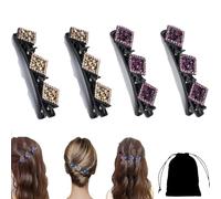 Hair Clips with Sparkling Crystal Stones, Double Layer Hair Clips for Women Girls, Braided Rhinestone Hair Clips for, Elegant Hair Styling Clips Rhinestone Hair Clip (C)