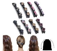 Hair Clips with Sparkling Crystal Stones, Double Layer Hair Clips for Women Girls, Braided Rhinestone Hair Clips for, Elegant Hair Styling Clips Rhinestone Hair Clip (8PC)